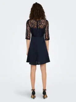 ONLLIVA 3/4 LACE MIX DRESS CS WVN night sky