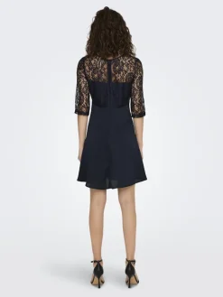 ONLLIVA 3/4 LACE MIX DRESS CS WVN night sky