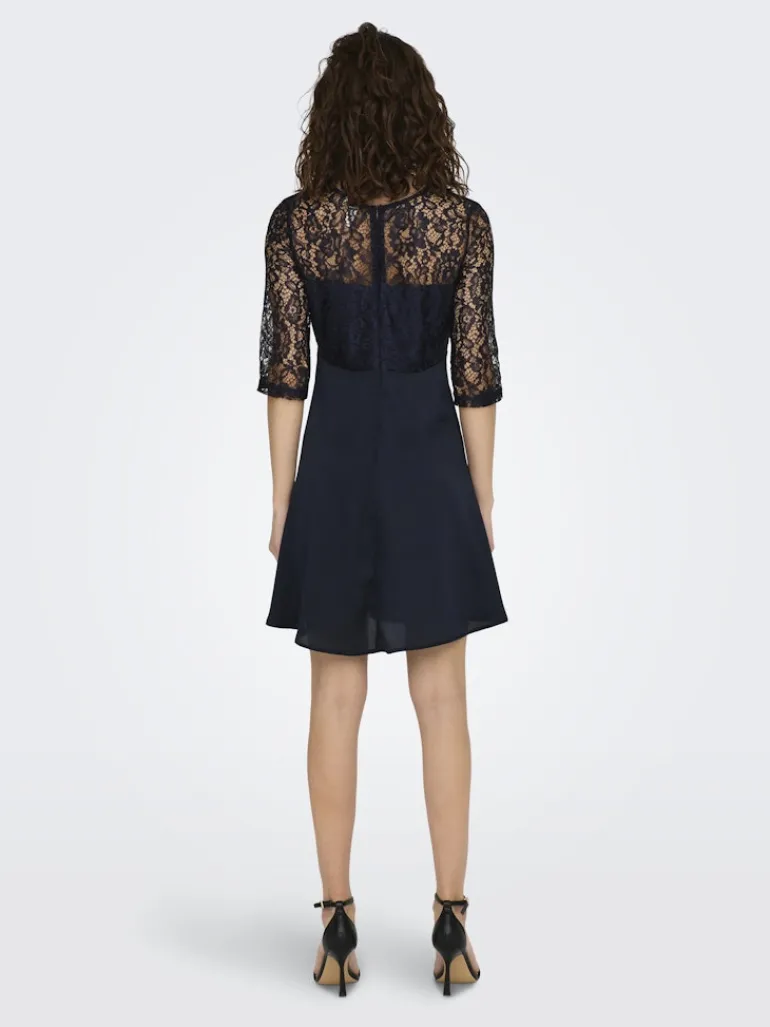 ONLLIVA 3/4 LACE MIX DRESS CS WVN night sky