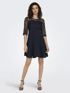 ONLLIVA 3/4 LACE MIX DRESS CS WVN night sky