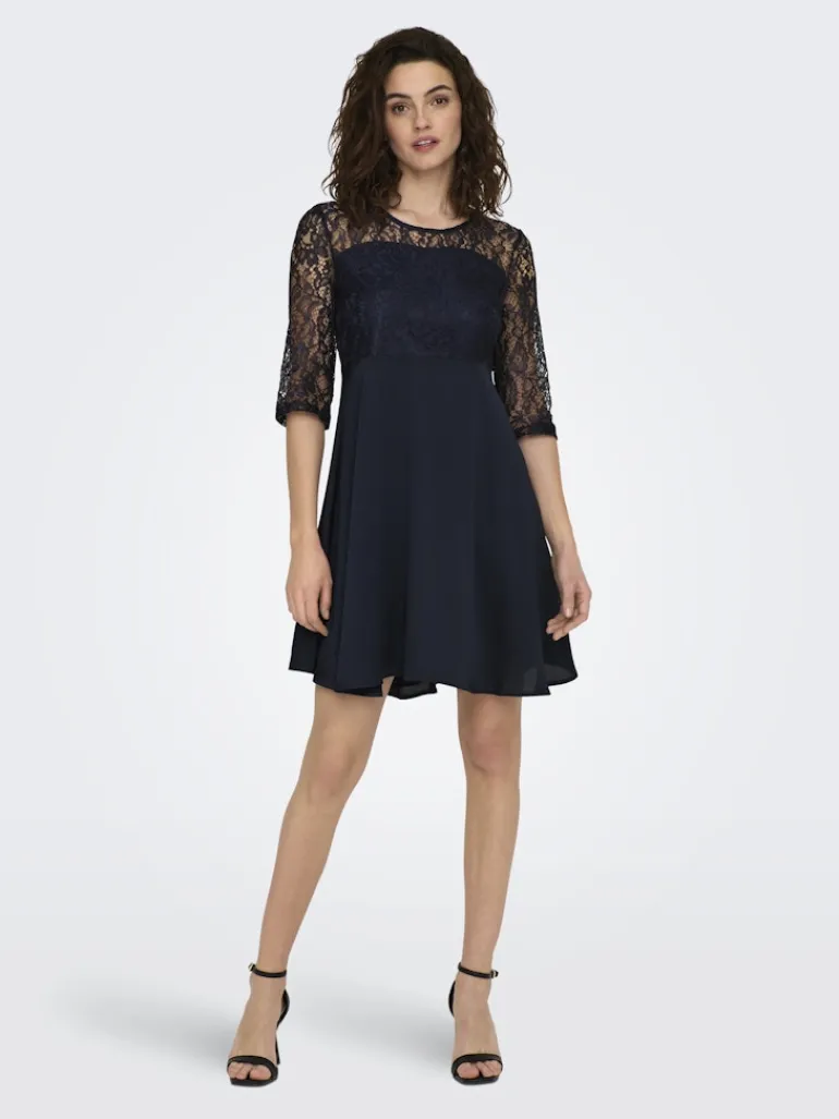 ONLLIVA 3/4 LACE MIX DRESS CS WVN night sky
