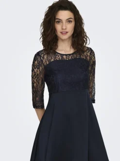 ONLLIVA 3/4 LACE MIX DRESS CS WVN night sky