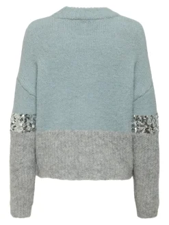 ONLMAINE LIFE LS SEQUIN BLOCK O-NECK KNT arona