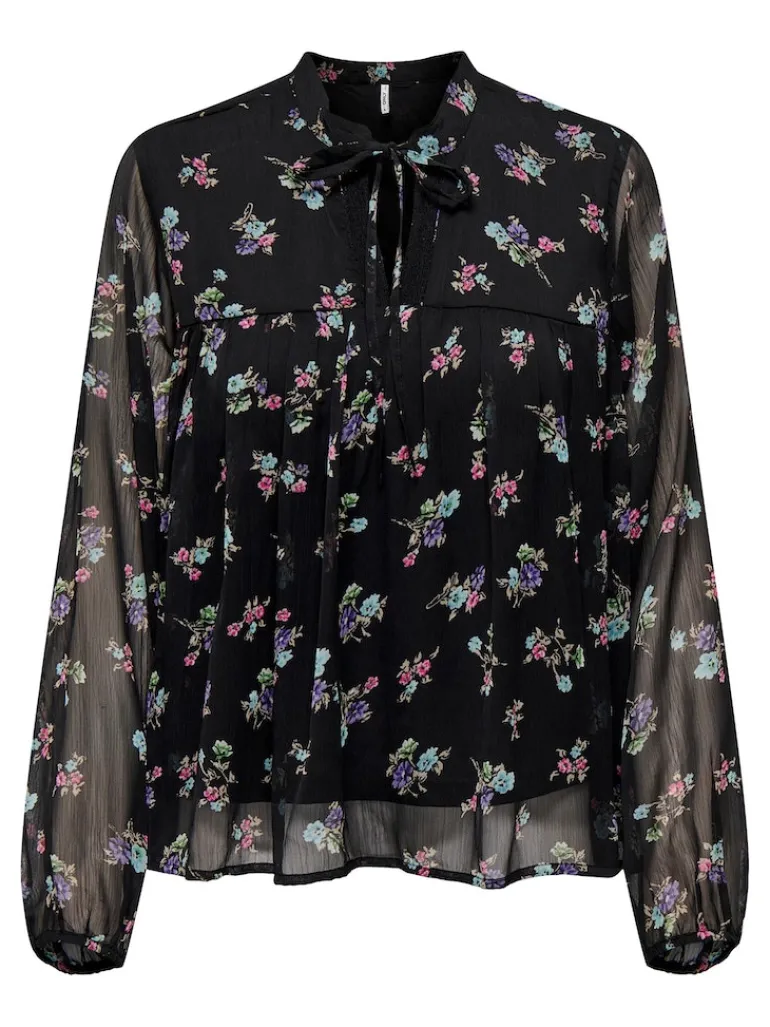 ONLMALINA LIFE L/S LACE TOP PTM black