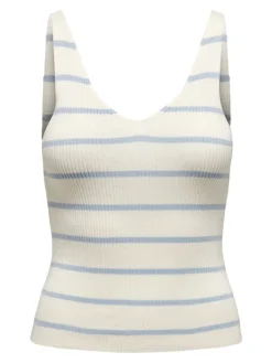 ONLMEDDI SL STRIPE V-NECK CC KNT cloud dancer