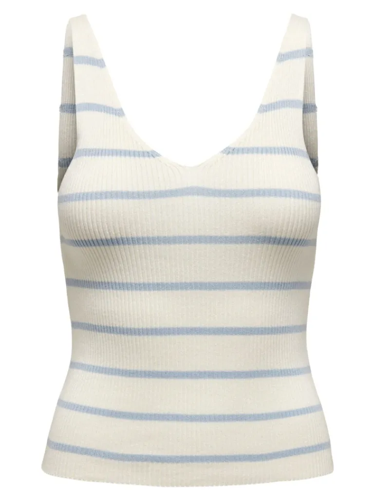 ONLMEDDI SL STRIPE V-NECK CC KNT cloud dancer