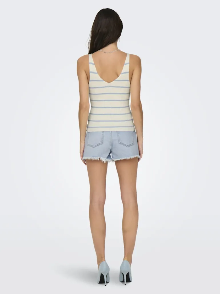 ONLMEDDI SL STRIPE V-NECK CC KNT cloud dancer