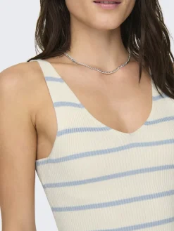 ONLMEDDI SL STRIPE V-NECK CC KNT cloud dancer