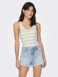 ONLMEDDI SL STRIPE V-NECK CC KNT cloud dancer
