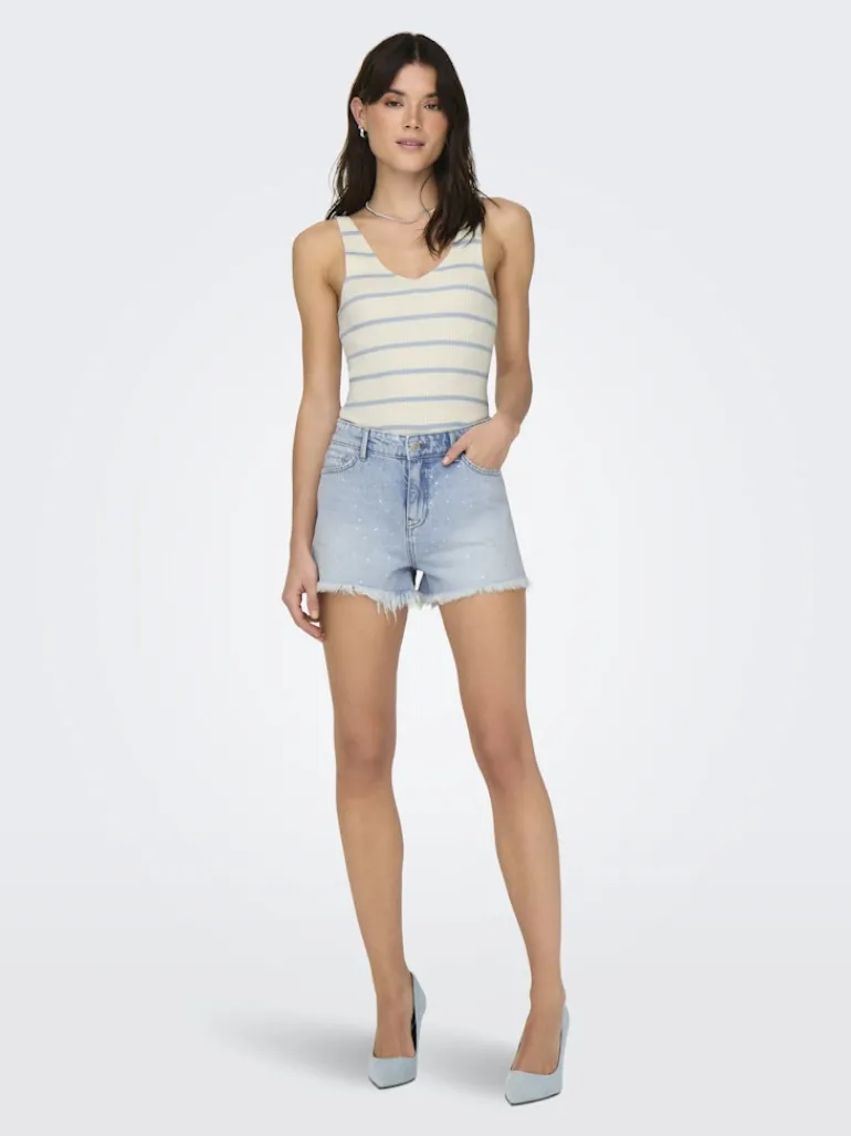 ONLMEDDI SL STRIPE V-NECK CC KNT cloud dancer