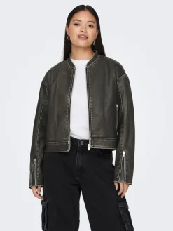 ONLMINDY FAUX LEATHER JACKET OTW black