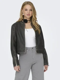 ONLMINDY FAUX LEATHER JACKET OTW black