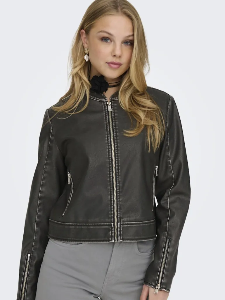 ONLMINDY FAUX LEATHER JACKET OTW black