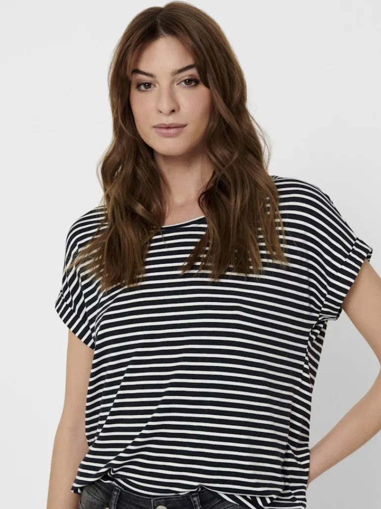 ONLMOSTER STRIPE S/S O-NECK TOP JRS NOOS night sky