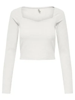 ONLNELLA L/S HEART CROPPED TOP JRS cloud dancer