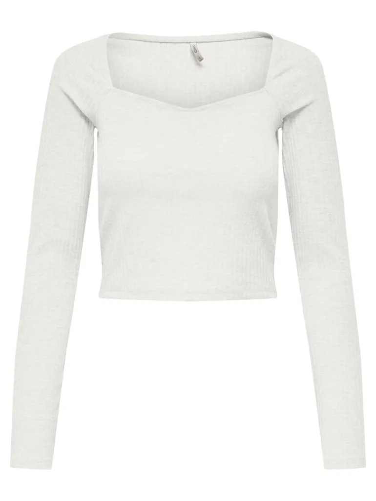 ONLNELLA L/S HEART CROPPED TOP JRS cloud dancer
