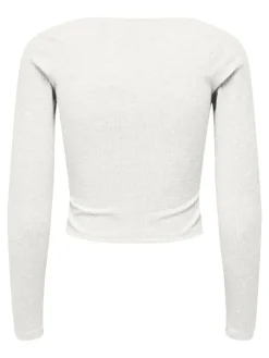 ONLNELLA L/S HEART CROPPED TOP JRS cloud dancer