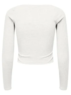 ONLNELLA L/S HEART CROPPED TOP JRS cloud dancer
