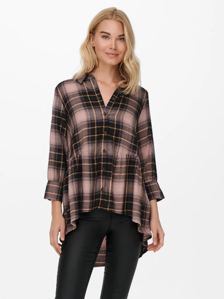 ONLNEW CANBERRA 3/4 CHECK SHIRT WVN CS black1