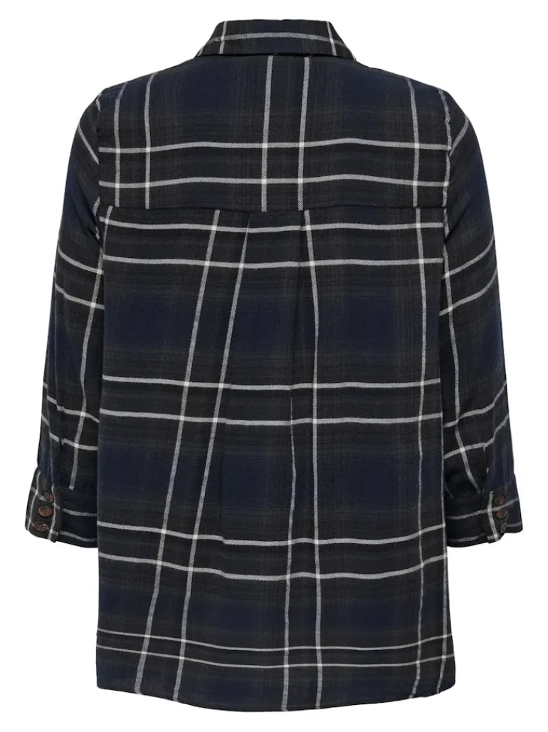 ONLNEW CANBERRA 3/4 CHECK SHIRT WVN CS night sky-creme check