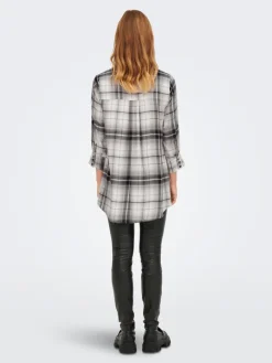 ONLNEW CANBERRA 3/4 CHECK SHIRT WVN CS black2