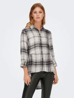 ONLNEW CANBERRA 3/4 CHECK SHIRT WVN CS black2