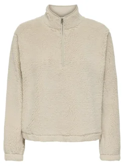ONLNEW DALLAS L/S HIGHNECK ZIP SWT NOOS pumice stone