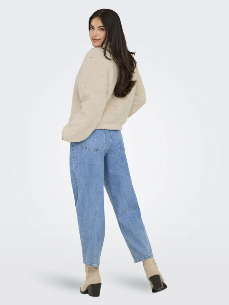 ONLNEW DALLAS L/S HIGHNECK ZIP SWT NOOS pumice stone