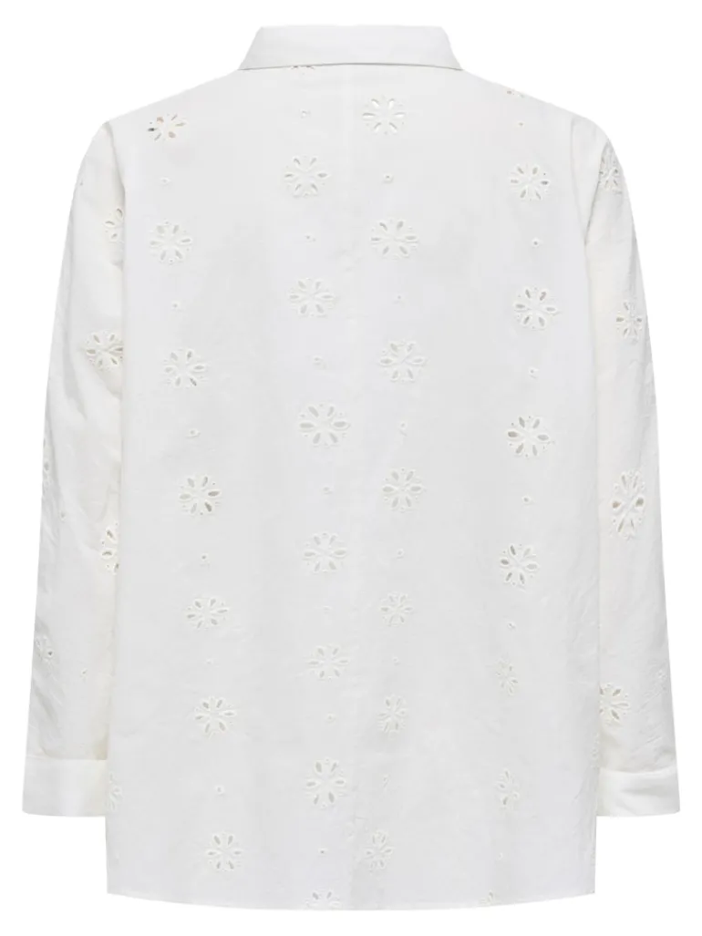 ONLNEW LINA GRACE LS BROD ANGL SHIRT WVN cloud dancer