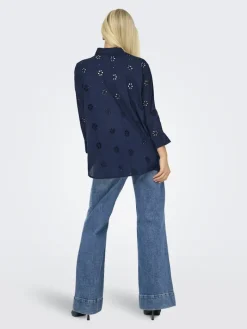 ONLNEW LINA GRACE LS BROD ANGL SHIRT WVN black iris