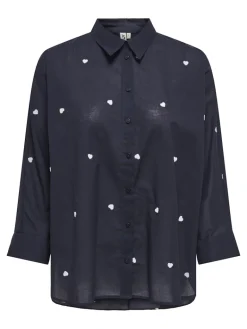 ONLNEW LINA GRACE LS EMB SHIRT NOOS WVN night sky