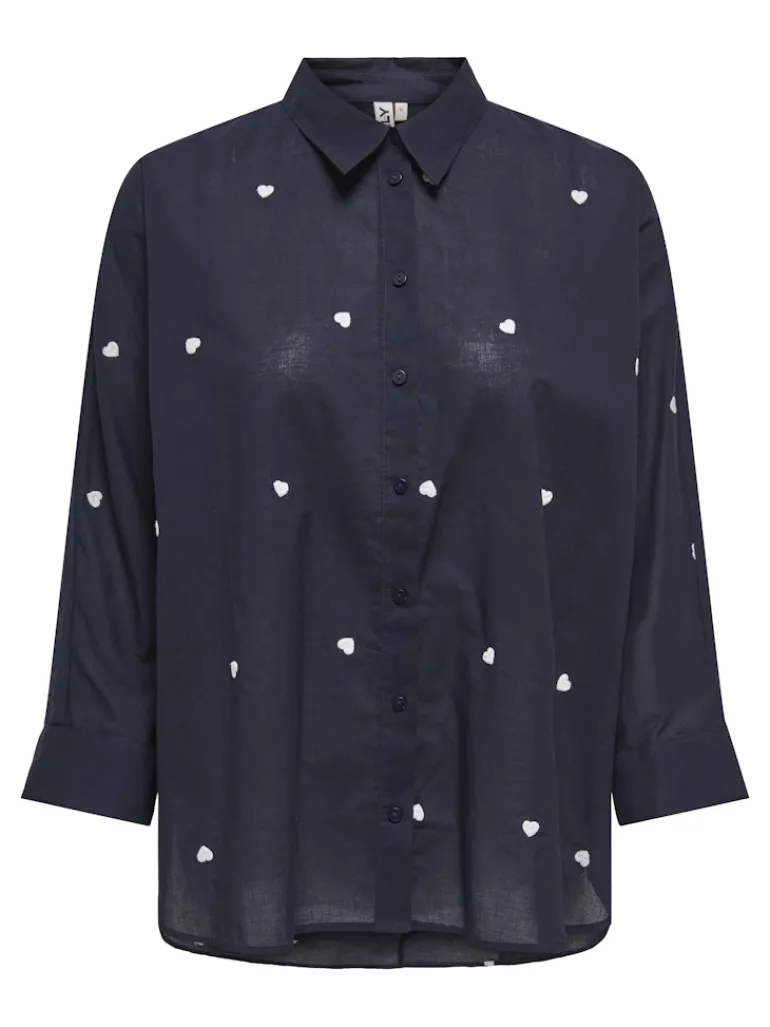 ONLNEW LINA GRACE LS EMB SHIRT NOOS WVN night sky