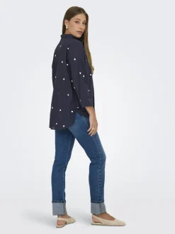 ONLNEW LINA GRACE LS EMB SHIRT NOOS WVN night sky