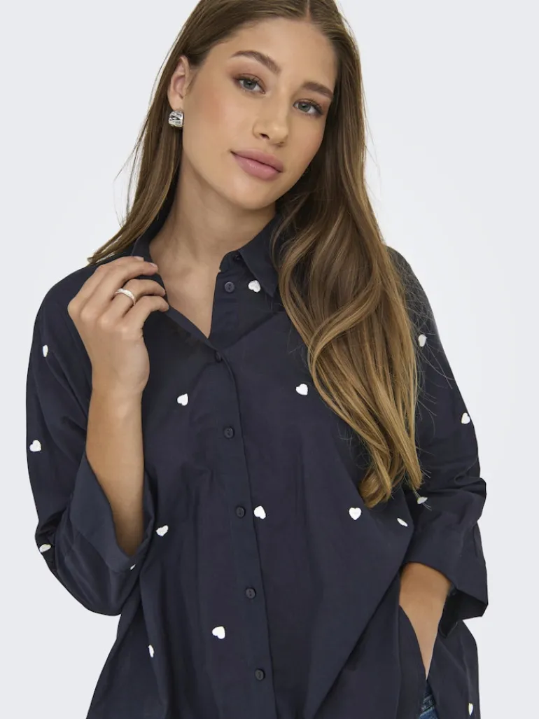 ONLNEW LINA GRACE LS EMB SHIRT NOOS WVN night sky