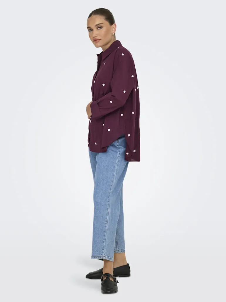 ONLNEW LINA GRACE LS EMB SHIRT NOOS WVN winetasting