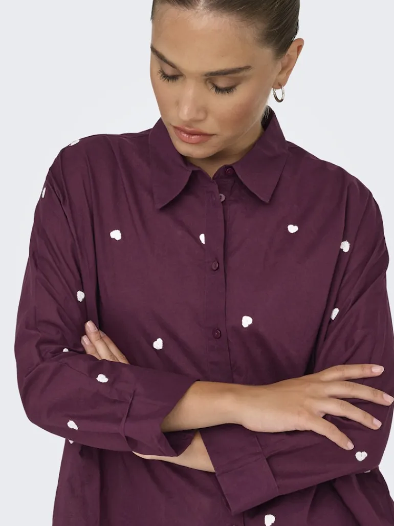 ONLNEW LINA GRACE LS EMB SHIRT NOOS WVN winetasting