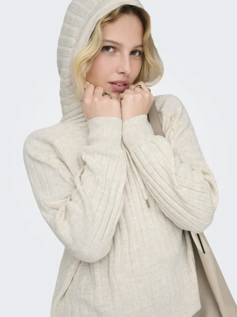 ONLNEW TESSA LS HOOD DETAIL PUL NOOS KNT hellgrau