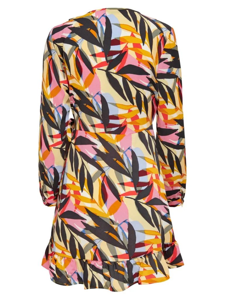 ONLNOVA LIFE L/S MERLE WRAP DRESS AOP tofu