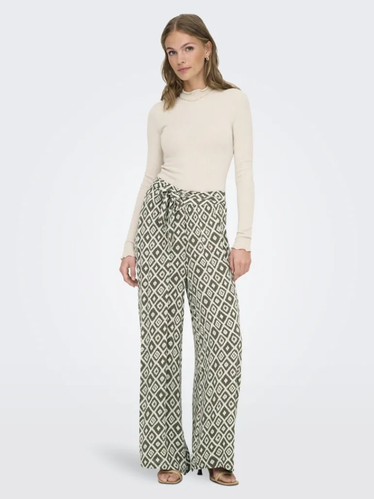 ONLPAKJA LIFE AOP BELT PANTS WVN NOOS balsam green