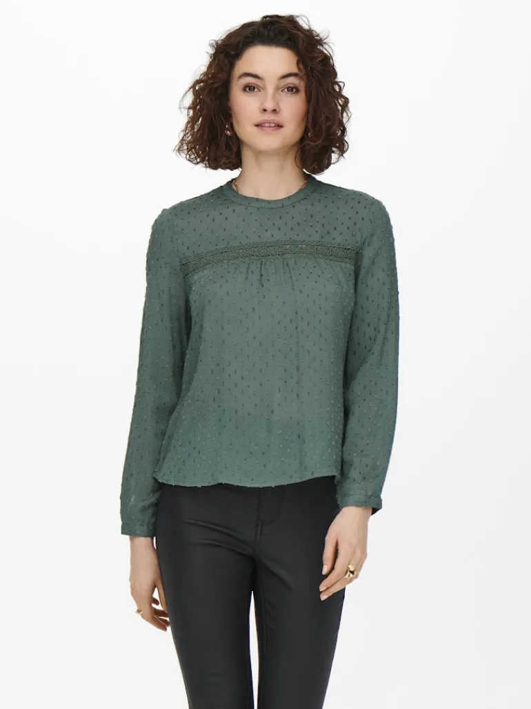 ONLPELIA LIFE LS DOT BLOUSE WVN CS balsam green
