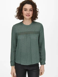 ONLPELIA LIFE LS DOT BLOUSE WVN CS balsam green