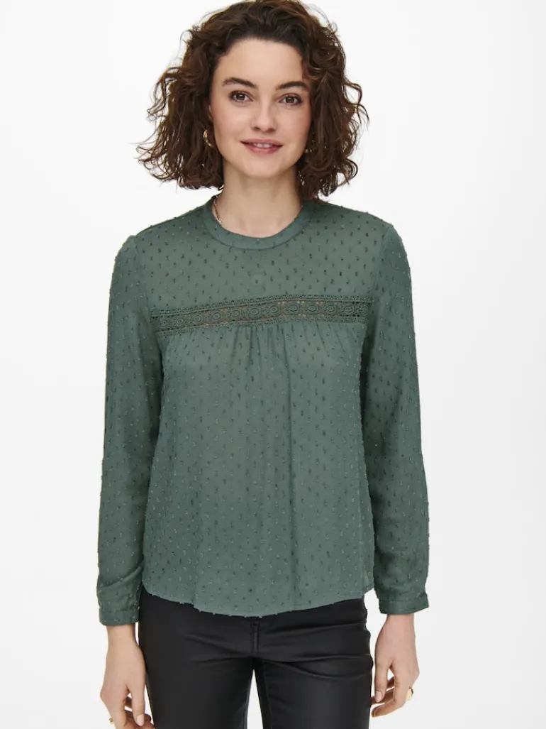 ONLPELIA LIFE LS DOT BLOUSE WVN CS balsam green