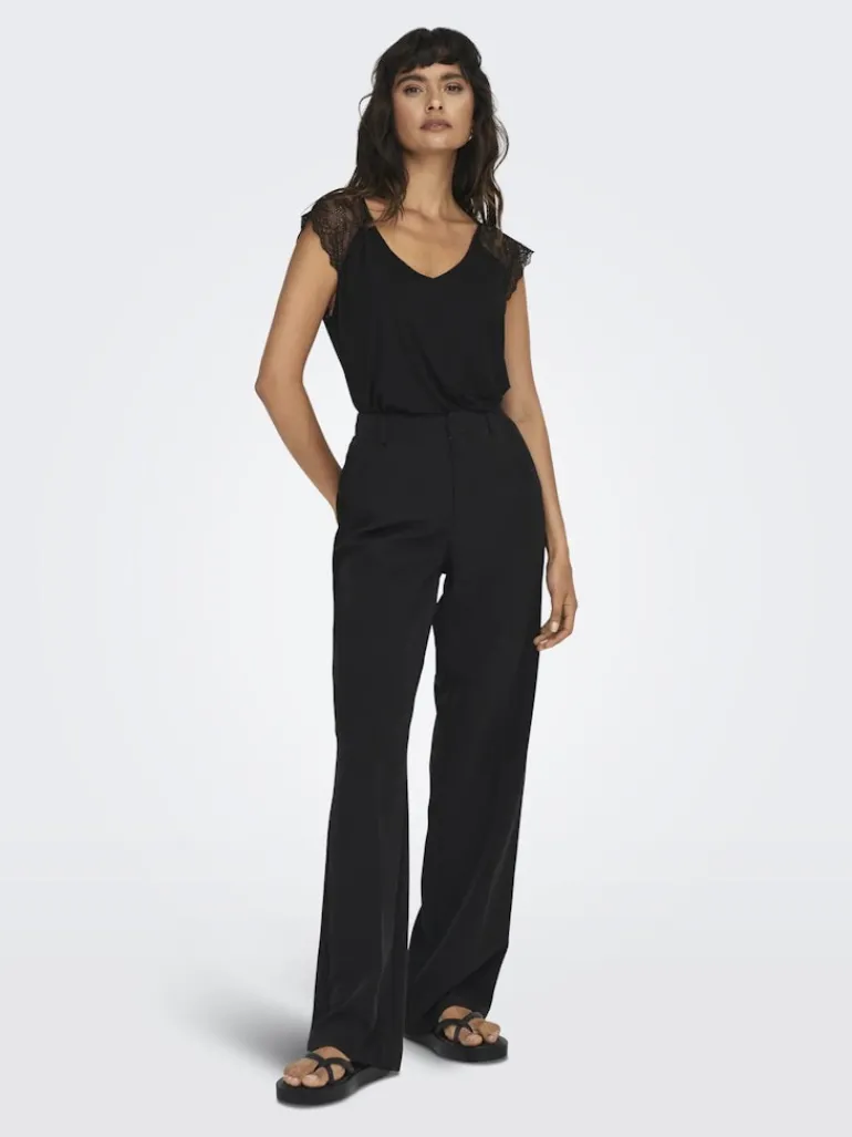 ONLPETRA S/S LACE MIX TOP JRS black