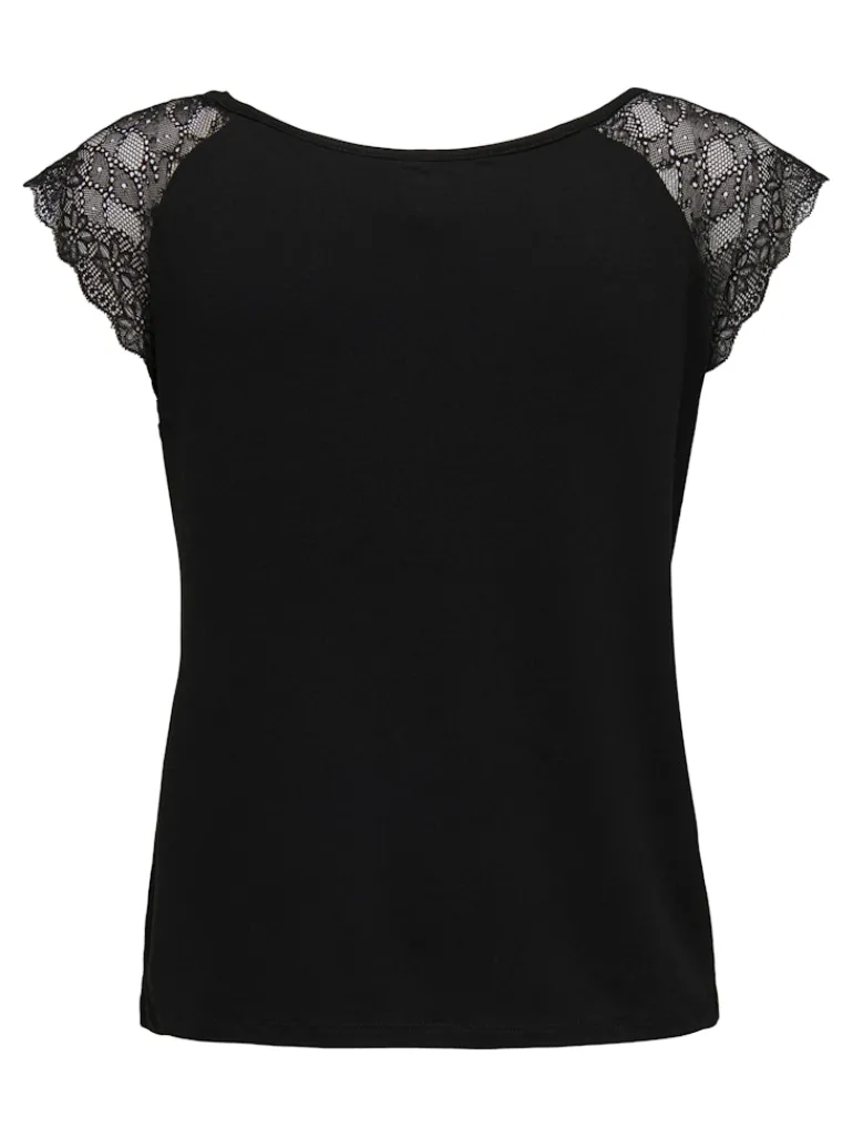 ONLPETRA S/S LACE MIX TOP JRS black