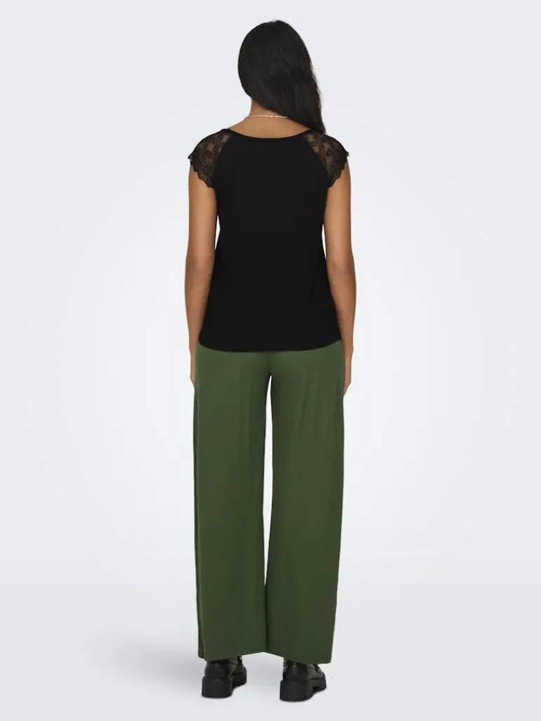 ONLPETRA S/S LACE MIX TOP JRS black