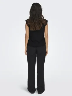ONLPETRA S/S LACE MIX TOP JRS black