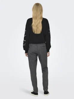 ONLPOPTRASH-ELISE EASY MELANGE PANT NOOS dark grey melange