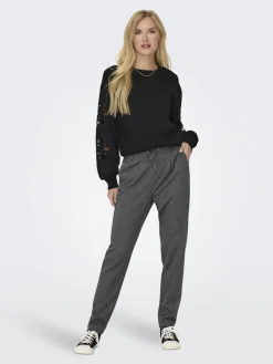 ONLPOPTRASH-ELISE EASY MELANGE PANT NOOS dark grey melange