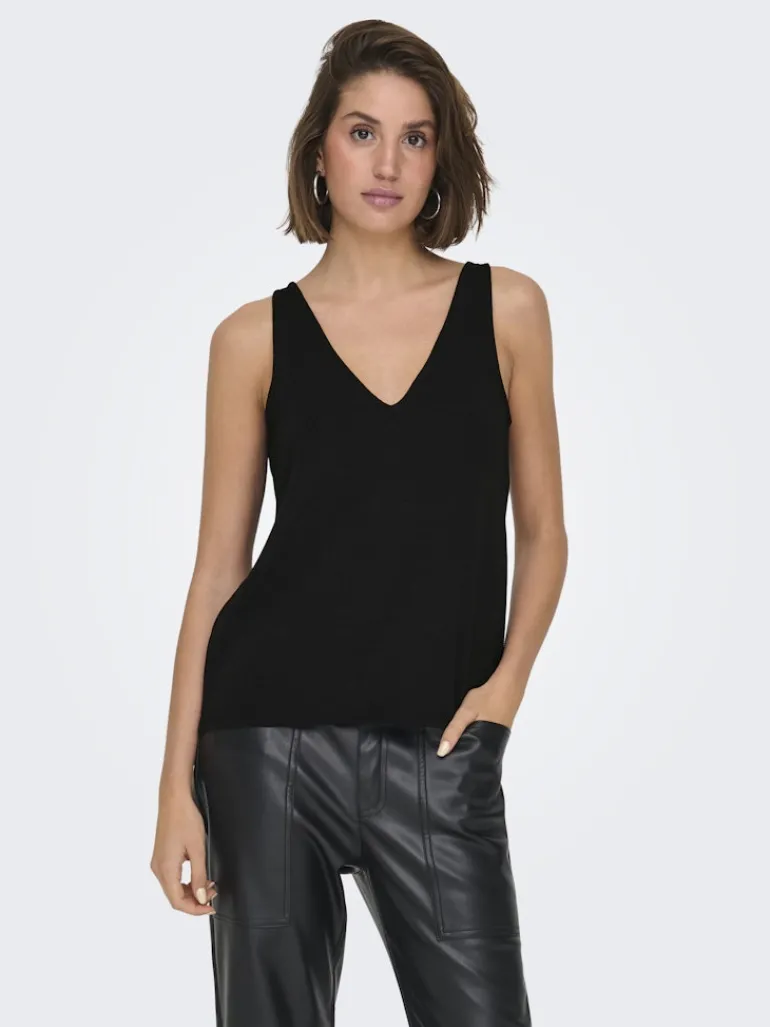 ONLQUEEN S/L V-NECK GLITTER TOP JRS black2