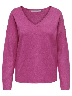 ONLRICA L/S V-NECK PULLO KNT NOOS raspberry rose
